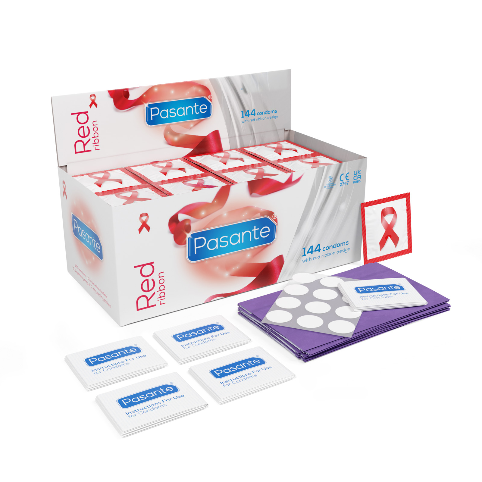 Pasante Red Ribbon Condoms 144 Box